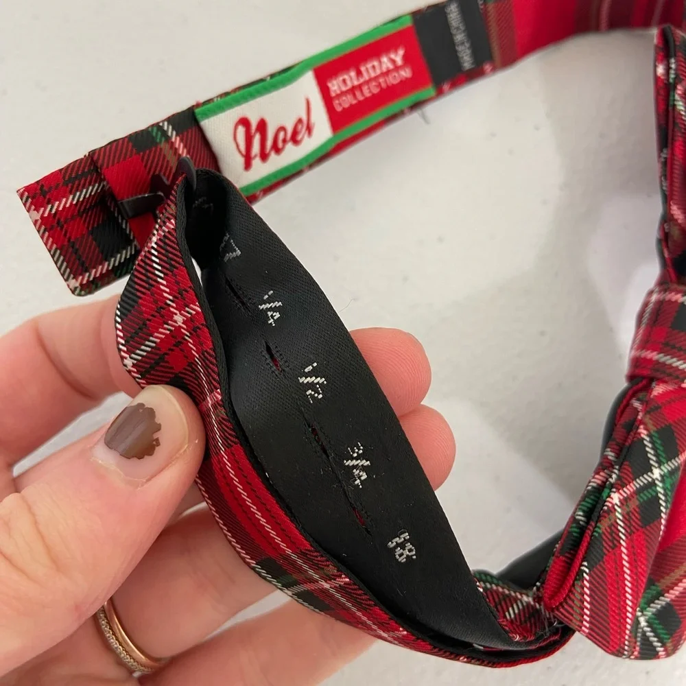 NWOT Noel Holiday Collection men’s red green plaid bow tie matching formal set - Picture 3 of 4